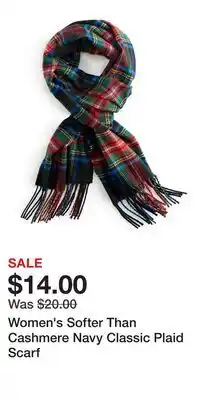 Kohl's Women's Softer Than Cashmere Navy Classic Plaid Scarf offer