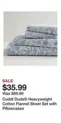 Kohl's Cuddl Duds Heavyweight Cotton Flannel Sheet Set with Pillowcases offer