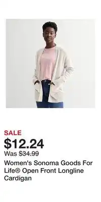 Kohl's Women's Sonoma Goods For Life Open Front Longline Cardigan offer