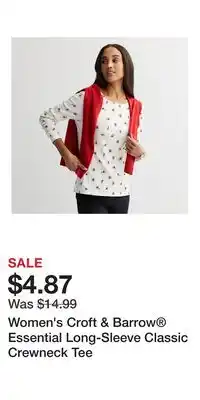Kohl's Women's Croft & Barrow Essential Long-Sleeve Classic Crewneck Tee offer