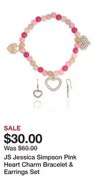 Kohl's JS Jessica Simpson Pink Heart Charm Bracelet & Earrings Set offer