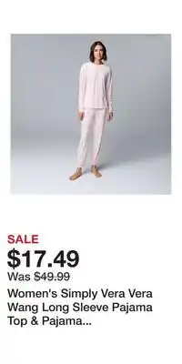 Kohl's Women's Simply Vera Vera Wang Long Sleeve Pajama Top & Pajama Jogger Set offer