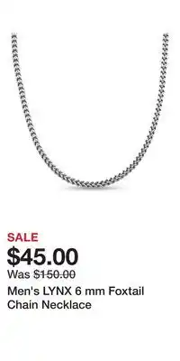 Kohl's Men's LYNX 6 mm Foxtail Chain Necklace offer