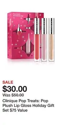 Nordstrom Clinique Pop Treats: Pop Plush Lip Gloss Holiday Gift Set $75 Value offer