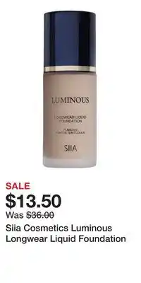 Nordstrom Siia Cosmetics Luminous Longwear Liquid Foundation offer