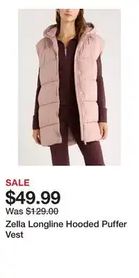 Nordstrom Zella Longline Hooded Puffer Vest offer