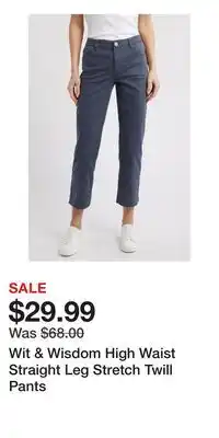 Nordstrom Wit & Wisdom High Waist Straight Leg Stretch Twill Pants offer