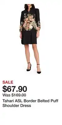 Nordstrom Tahari ASL Border Belted Puff Shoulder Dress offer
