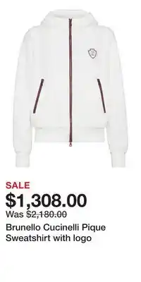 Nordstrom Brunello Cucinelli Pique Sweatshirt with logo offer