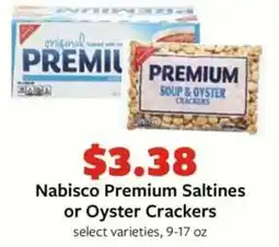 Fareway Nabisco Premium Saltines or Oyster Crackers offer