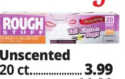 Ocean State Job Lot Rough Stuff 13 Gal Tall Kitchen Trash Bags with Drawstring 20 Count offer