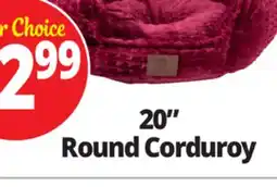 Ocean State Job Lot 20 Round Corduroy Pet Bed offer