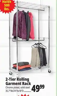 Ocean State Job Lot 2-Tier Rolling Garment Rack offer