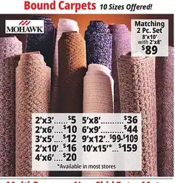 Ocean State Job Lot Bound Carpets offer