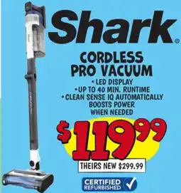 Ollie's Shark CORDLESS PRO VACUUM offer