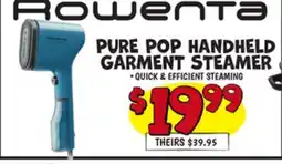Ollie's ROWENTA PURE POP HANDHELD GARMENT STEAMER offer