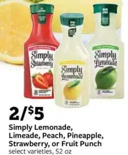 Fareway Simply Lemonade, Limeade, Peach, Pineapple, Strawberry, or Fruit Punch offer
