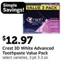 Fareway Crest 3D White Advanced Toothpaste offer