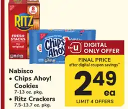 ACME Nabisco Chips Ahoy! Cookies 7-13 oz. pkg. Ritz Crackers 7.5-13.7 oz. pkg offer