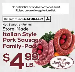 DeCicco & Sons Italian Style Pork Sausage Family-Pack offer