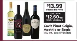 ACME Cavit Pinot Grigio, Apothic or Bogle offer