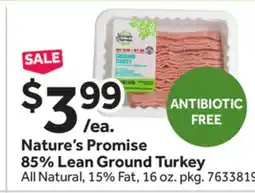 Stop&Shop Nature's Promise 85% Lean Ground Turkey offer
