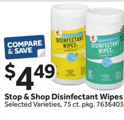 Stop&Shop Stop & Shop Disinfectant Wipes offer