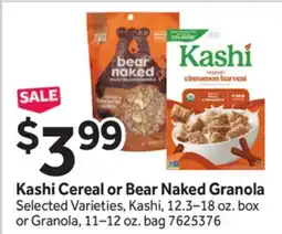 Stop&Shop Kashi Cereal or Bear Naked Granola offer
