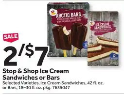 Stop&Shop Stop & Shop Ice Cream Sandwiches or Bars offer