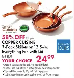 Boscov's COPPER CUISINE 3-Pack Skillets or 12.5-in. Everything Pan with Lid offer