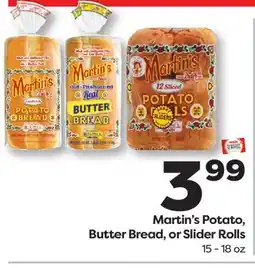 Weis Markets Martin's Potato, Butter Bread, or Slider Rolls offer