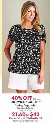 Boscov's PRESWICK & MOORE Spring Separates Womens & Petites offer