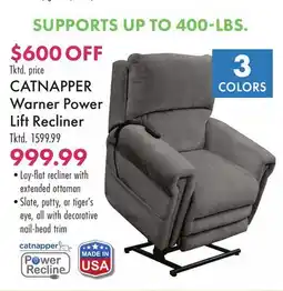 Boscov's CATNAPPER Warner Power Lift Recliner offer