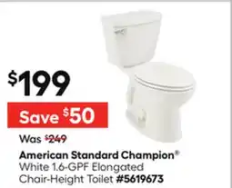 Lowe's Champion White 1.6-GPF Elongated Chair-Height Toilet offer