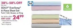 Boscov's SEALY EvenTemp 6-Piece Sheet Set Twin*, Full, Queen, or King offer