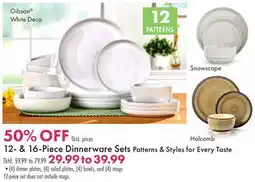 Boscov's 12- & 16-Piece Dinnerware Sets Patterns & Styles for Every Taste offer