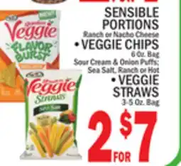 C Town SENSIBLE PORTIONS, VEGGIE CHIPS 6 Oz. Bag, VEGGIE STRAWS 3-5 Oz. Bag offer