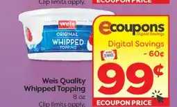 Weis Markets Weis Quality Whipped Topping offer