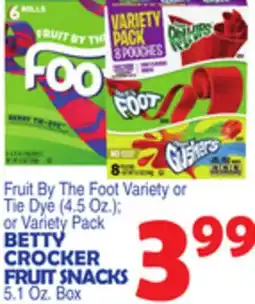 Bravo Supermarkets BETTY CROCKER FRUIT SNACKS 5.1 Oz. Box offer