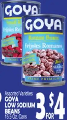 Bravo Supermarkets GOYA LOW SODIUM BEANS offer
