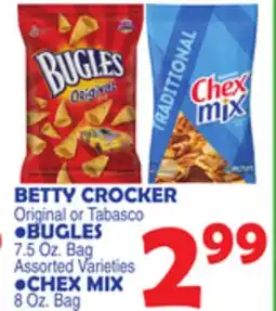 Bravo Supermarkets BETTY CROCKER Original or Tabasco •BUGLES 7.5 Oz. Bag •CHEX MIX 8 Oz. Bag offer
