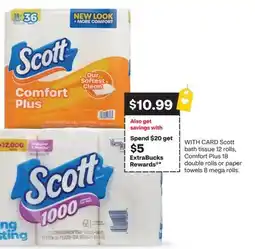 CVS Scott bath tissue 12 rolls, Comfort Plus 18 double rolls or paper towels 8 mega rolls offer