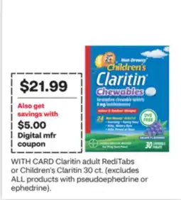 CVS Claritin adult RediTabs or Children's Claritin offer