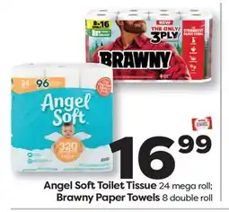Weis Markets Angel Soft Toilet Tissue 24 mega roll Brawny Paper Towels 8 double roll offer