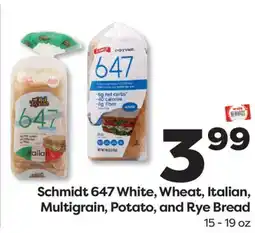 Weis Markets Schmidt 647 White, Wheat, Italian, Multigrain, Potato, and Rye Bread offer