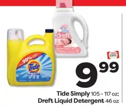 Weis Markets Tide Simply 105-117 oz Dreft Liquid Detergent 46 oz offer