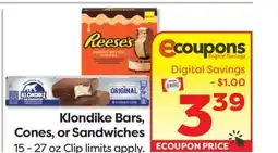 Weis Markets Klondike Bars, Cones, or Sandwiches offer