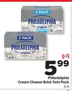Weis Markets Philadelphia Cream Cheese Brick Twin Pack offer