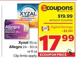 Weis Markets Xyzal 35 ct Allegra 24-30 ct or 8 oz offer