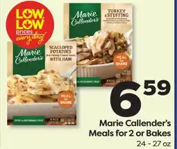 Weis Markets Marie Callender's Meals for 2 or Bakes offer